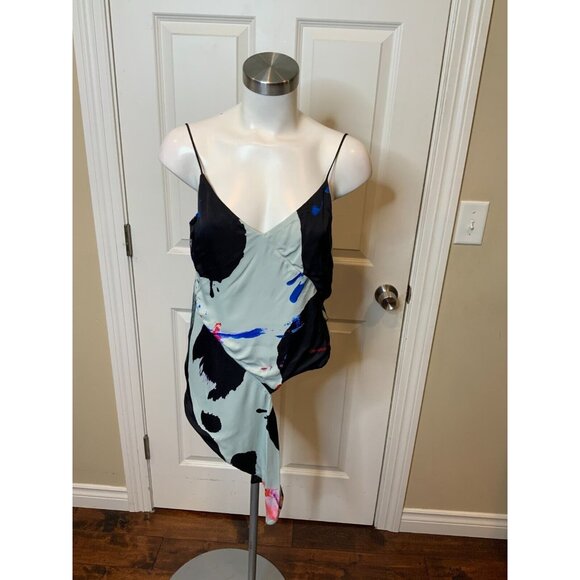 Off-White C/O Virgil Abloh Black Satin Splatter Sleeveless Top Size 1044